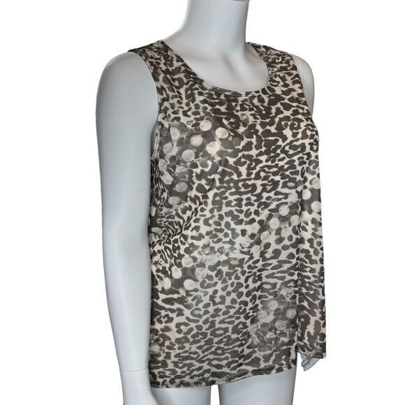 CHICOS Travelers Size 3 US XL Leopard Print Tank Top Mesh with Under Tank - Picture 4 of 9